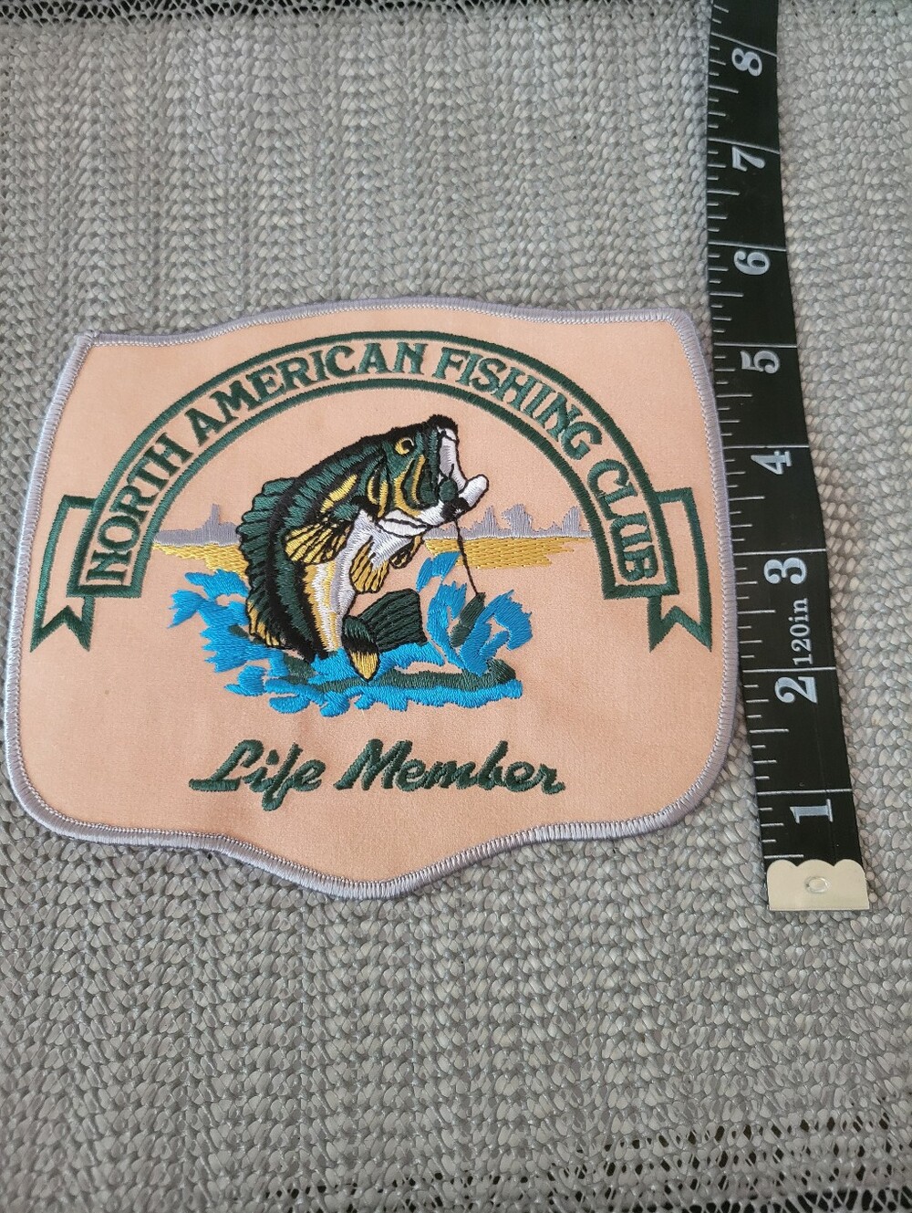 North American Fishing Club Lifetime Member Iron On Vintage Embroidered Patch - Picture 3 of 4